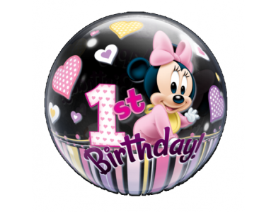 Bubble μονό Minnie 1st Birthday 22"