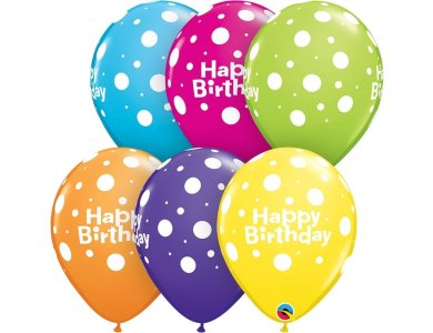 Μπαλόνια 11" Birthday - A - Round Big Polka Tropical Ast /50 τεμ