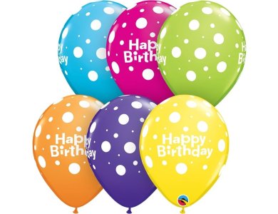 Μπαλόνια 11" Birthday - A - Round Big Polka Tropical Ast /50 τεμ