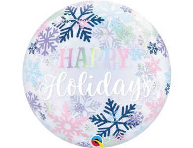 Bubble μονό 22" Happy Holidays Snowflakes - Χιονονιφάδες