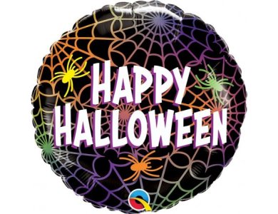 Μπαλόνι Φοιλ 18" Happy Halloween Spiders & Webs / 46εκ - Αράχνη