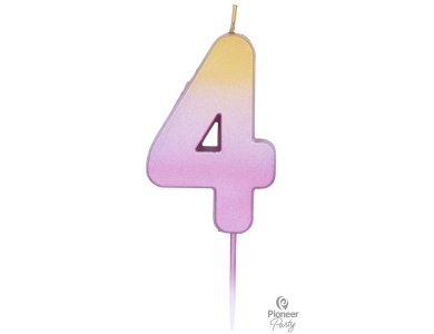 Κερί Νούμερο "4" Ροζ Χρυσό Ombre / 6.7 εκ