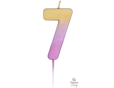 Κερί Νούμερο "7" Ροζ Χρυσό Ombre / 6.7 εκ