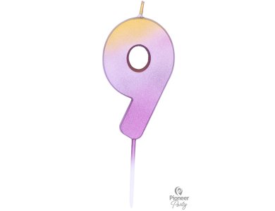 Κερί Νούμερο "9" Ροζ Χρυσό Ombre / 6.7 εκ