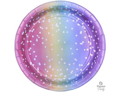 Πιάτα χάρτινα 23εκ Rainbow Ombre / 8 τεμ