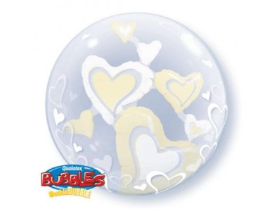 Bubble διπλό White & Ivory Floating Hearts