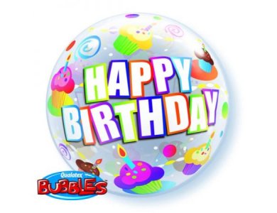 Bubble Μονό Birthday Colourful Cupcakes