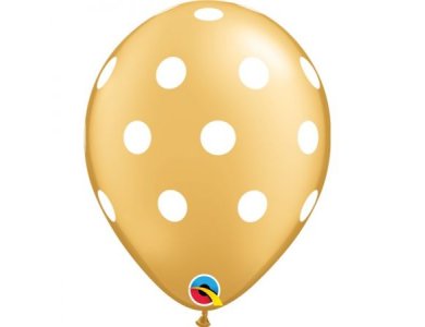 Μπαλόνια Λάτεξ 11" Big Polka Dots Χρυσό & Λευκό