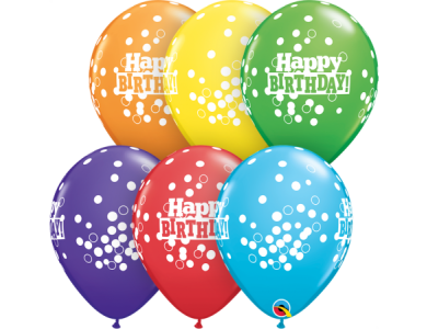 Μπαλόνια Λάτεξ 11" Birthday Confetti Dots Rainbow Ast/ 25 τεμ