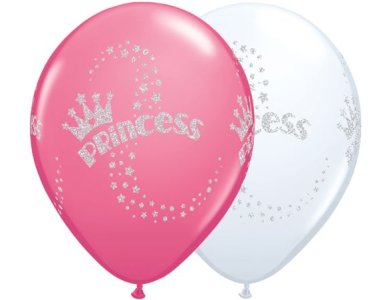 Μπαλόνια Λάτεξ 11" Glitter Princess Ast White and Rose /25 τεμ