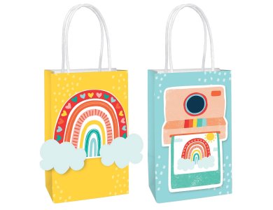 Τσάντες Δώρου Χάρτινες Retro Rainbow DIY / 8 pcs