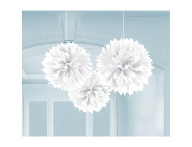 Fluffy Διακοσμητικό Λευκό 40,6εκ /3 τεμ