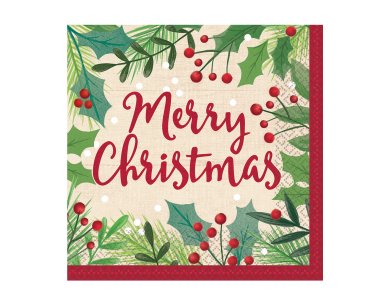 Χαρτοπετσέτες Φαγητού Merry Holly Day Christmas 16τεμ.