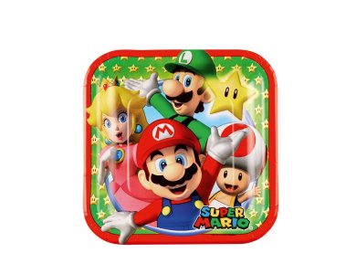 Πιάτα χάρτινα γλυκού 18εκ Super Mario / 8τεμ