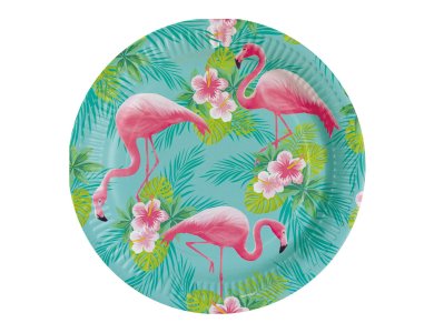Πιάτα χάρτινα φαγητού 23εκ Flamingo Paradise /8 τεμ