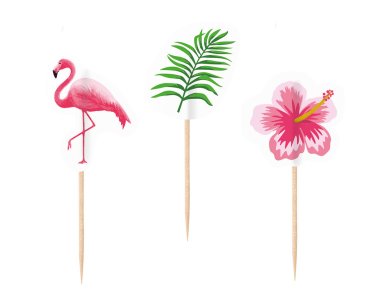 Διακοσμητικές οδοντογλυφίδες ασσορτί Flamingo Paradise / 20 τεμ.