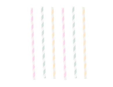 Καλαμάκια Χάρτινα Happy Birthday Pastel 12 τεμ.