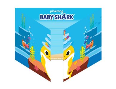 Προσκλήσεις με Φακέλους Baby Shark  / 8 τεμ