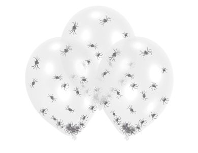 Μπαλόνια Λατέξ 11" Διάφανα με Αράχνες / 6 τεμ