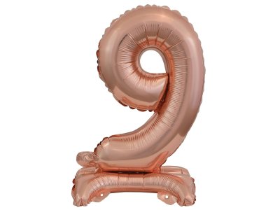 Μπαλόνι Φοιλ Μίνι με βάση Νούμερο "9" Ροζ Χρυσό