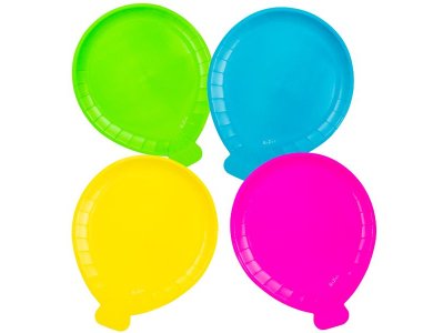 Πιάτα Σχήμα Fluo Μπαλόνια /8 τεμ