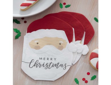 Χαρτοπετσέτες σε Σχήμα Άγιος Βασίλης Merry Christmas / 16 τεμ