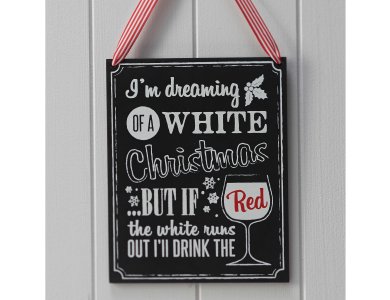 Μαυροπίνακας Ξύλινος Christmas Wine Sign