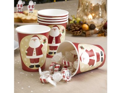 Ποτήρια χάρτινα Let it Snow - Father Christmas - Santa Claus Άγιος Βασίλης Merry Christmas /8 τεμ.