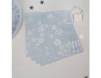 Χαρτοπετσέτες φαγητού 33εκ Iridescent Snowflake /16 τεμ - Χιονονιφάδες Frozen