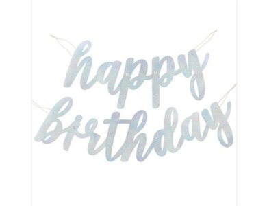 Γιρλάντα Γράμματα Black & Silver Glitz "Happy Birthday" Prismatic Foil